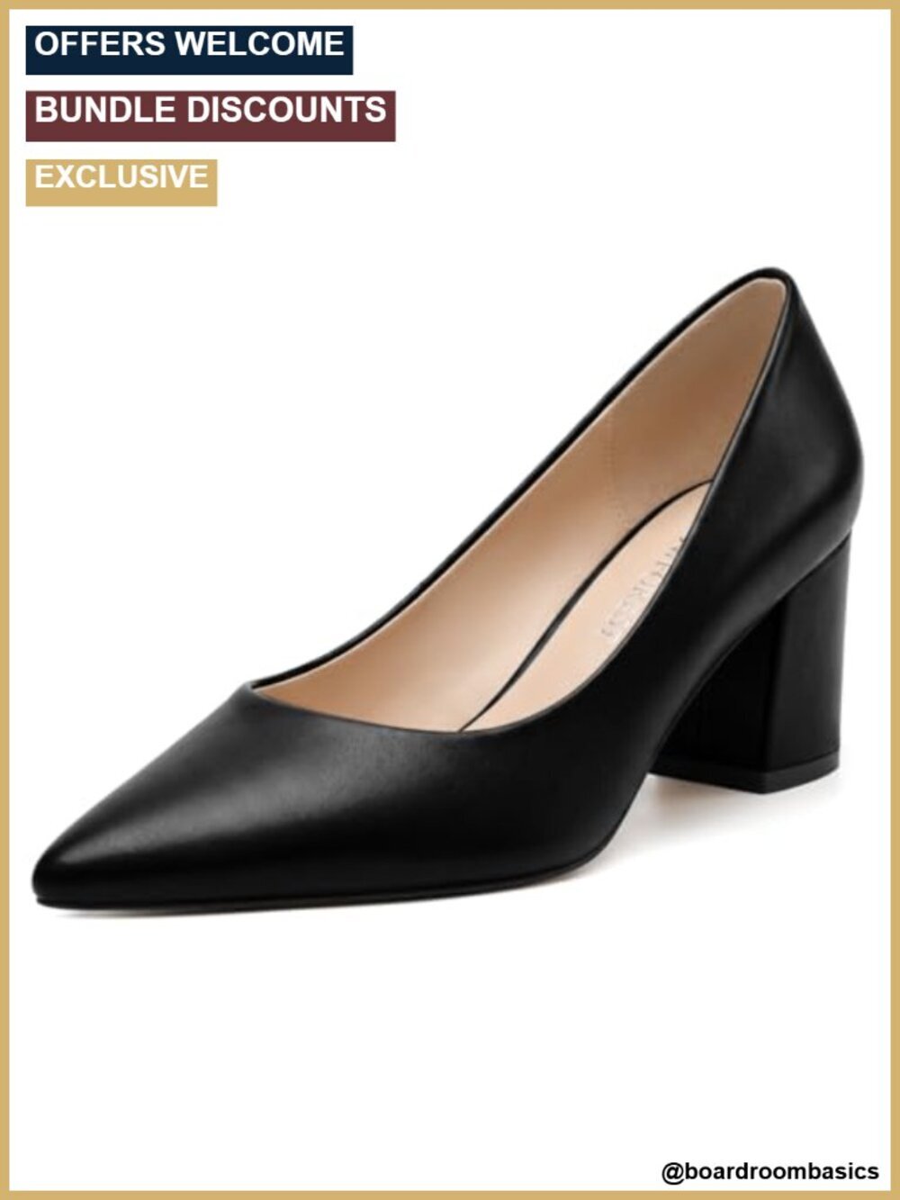 Women's Chunky Heel Pumps Faux Leather Pointed Toe Slip On Block Heels Dress